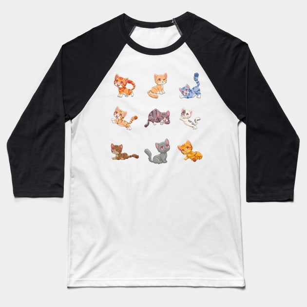 Cute Cats With Red Nose Baseball T-Shirt by Medhidji